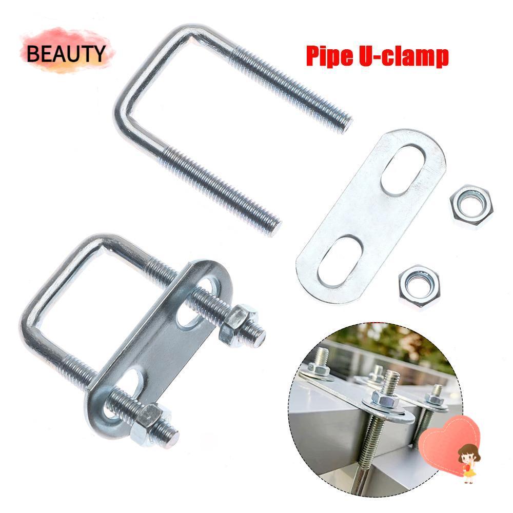 BEAUTY 2 ชุดท่อ U-Clamp, สกรูพร้อม Baffle Square Clamp, U-bolt มุมขวา M6 Iron Squa Bolt