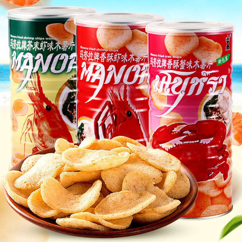 2026 สไตล์ใหม่ประเทศไทยนําเข้า manora manora กุ้งชิป Can manora Potato Chips Thai Crab Chips ของว่าง