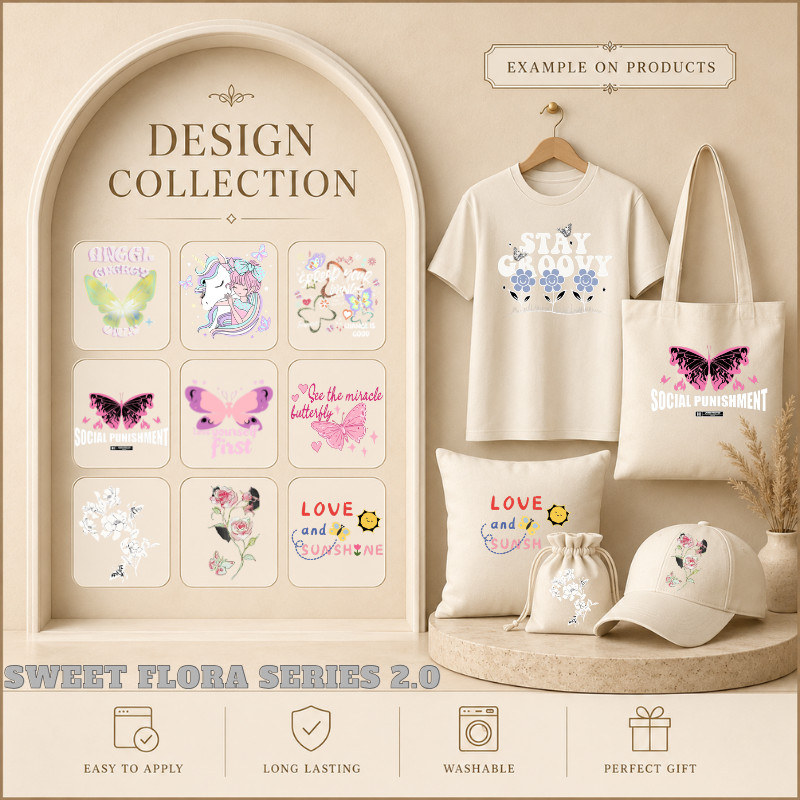 Sweet Flora Series 2.0 DTF Thermal Transfer Sticker HD Print Easy Iron For T-Shirt Tote Bag