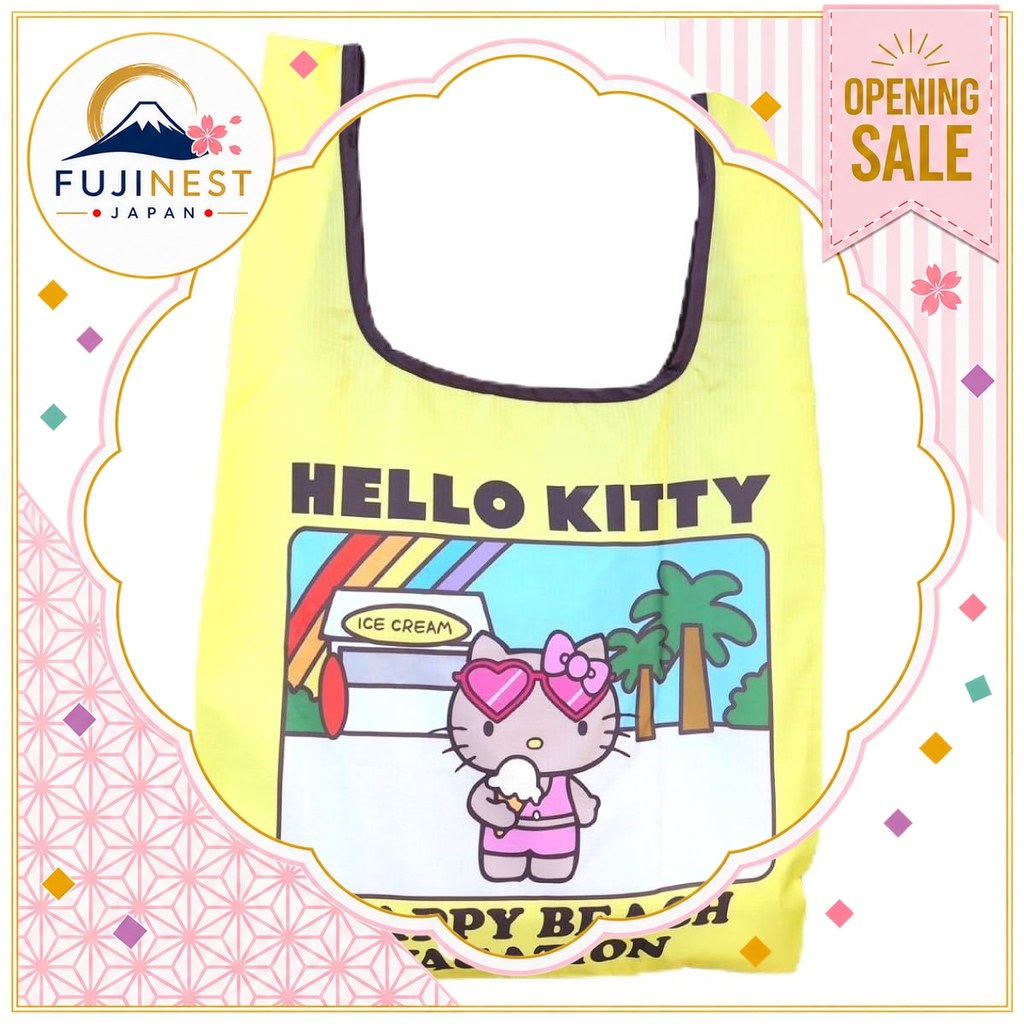 Sanrio Eco Bag M Size Hello Kitty Sunburnt Kitty Shopping Bag Foldable Compact Storage Sunburnt 【Dir