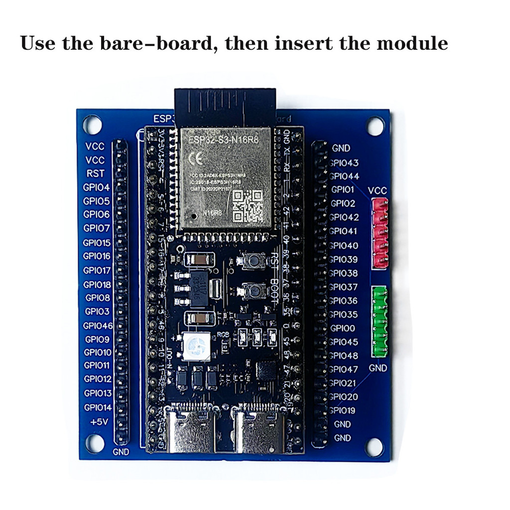 N8R2 N16R8 ESP32-S3 บอร์ดพัฒนาพร้อมอะแดปเตอร์ขยายชุด 2.4G Wifi BT โมดูล ESP32-S3-1 44Pin Type-C ESP3