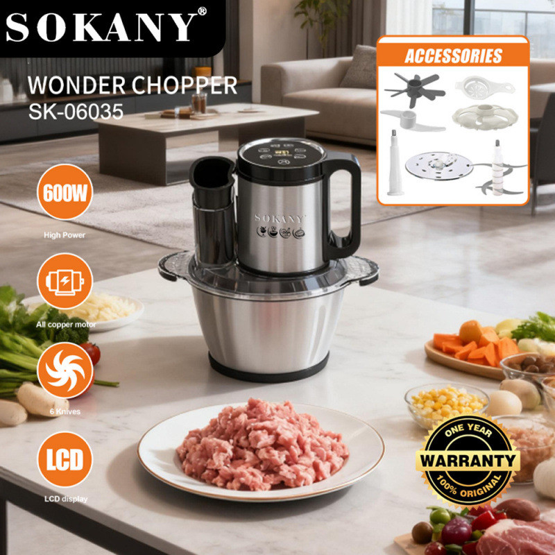 Sokany เครื่องบดเนื้อในครัวเรือนเครื่องทําอาหารหกในหนึ่งเดียว 3.5 ลิตรเครื่องปั่นสแตนเลสเครื่องตีไข่