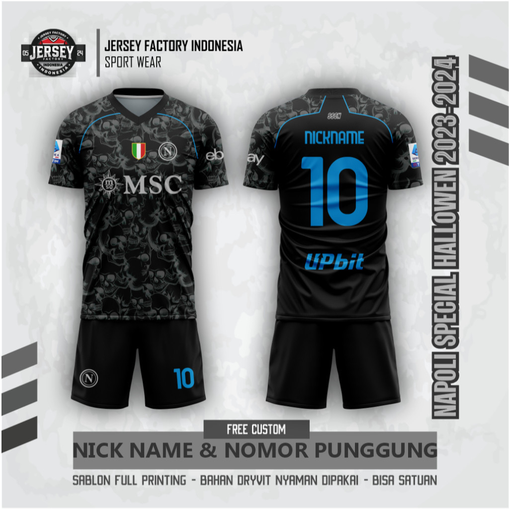 NAPOLI1 SPECIAL HALLOWEN 2023-2024 เสื้อฟุตบอลฟรีที่กําหนดเองชื่อและหมายเลขสําหรับผู้ใหญ่และเด็ก