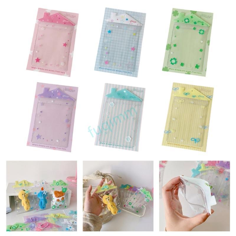 FQMM แบบพกพา PVC ใสตุ๊กตากรณี House Shape การ์ด Organiser Sleeve