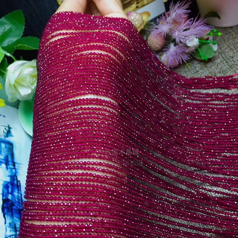 คริสตัลธรรมชาติ 2 มม.3 มม.Rose Red Spinel Faceted ลูกปัดหลวม Red Spinel ตัดมุมผลิตภัณฑ์กึ่งสําเร็จรู