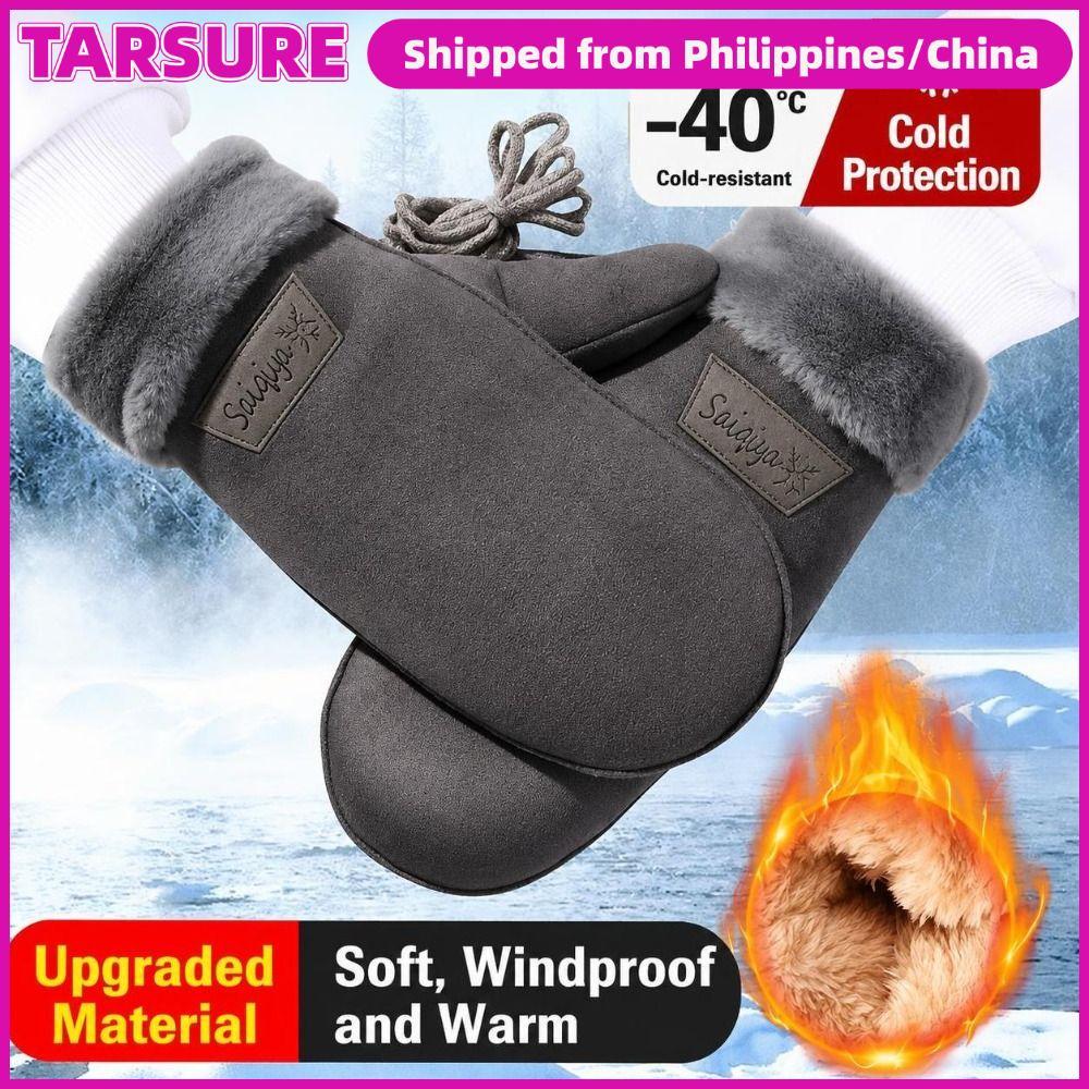 TARSUR 1 คู่ WARM Mittens, Faux Suede Plush Cuffs ถุงมือฤดูหนาว,นุ่มคอสายคล้องคอ WARM Faux Suede Mit