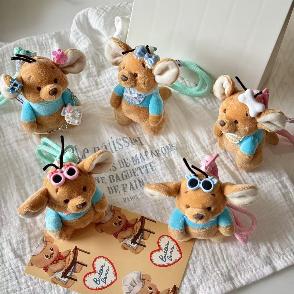 Plus ตุ๊กตาตุ๊กตาของขวัญการ์ตูนน่ารักสไตล์เดียวกัน Adzuki Bean ตุ๊กตาจี้สวน Adzuki Bean Kangaroo จี้