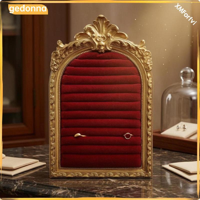 [gedonna] Arched Jewelry Display Frame Freestand Velvet 5x7 Inch Gold Black