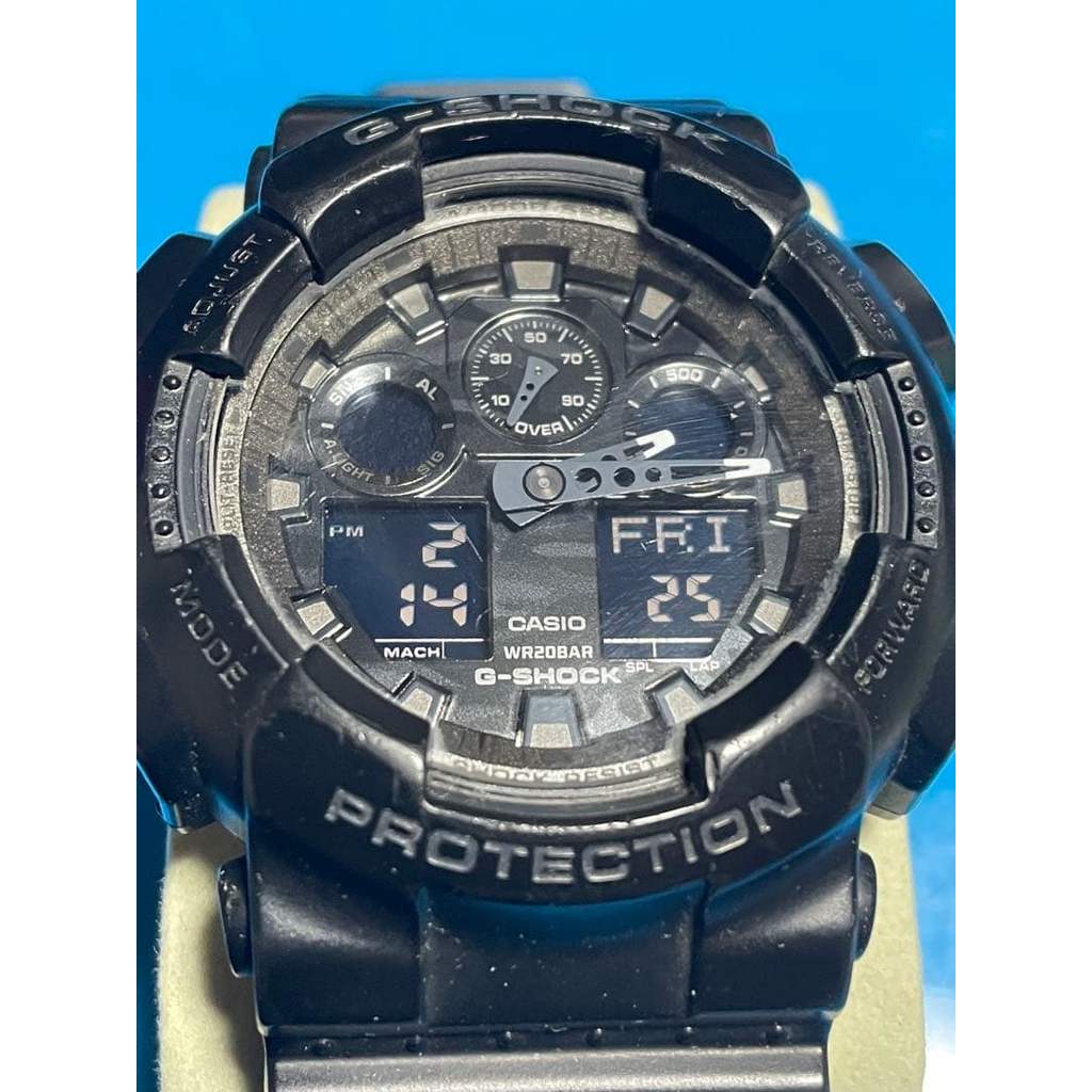 นาฬิกา CASIO G-SHOCK อะนาล็อก-ดิจิทัล รุ่น GA-100CF สีดำลายพราง กันกระแทก กันน้ำ 20BAR มือสอง