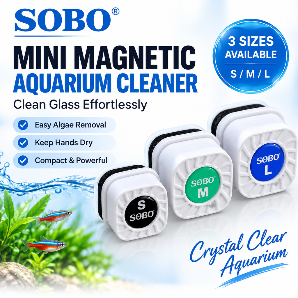 SOBO Mini Magnetic Aquarium Glass Cleaner Floating Algae Remover แปรงทําความสะอาดตู้ปลา SML