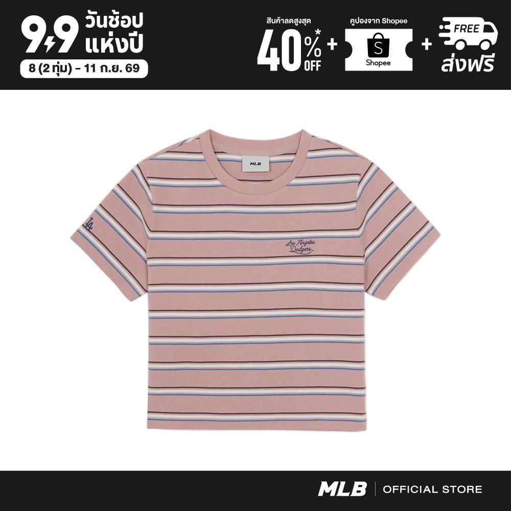 MLB เสื้อยืด ผู้หญิง Sportive Stripe Crop T-Shirts รุ่น 3FTSV0363 07PKL สีชมพู
