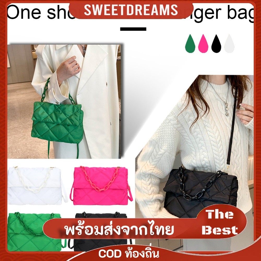 Flap Crossbody Square Bags Nylon Quilted Women Underarm Bags Casual for Fashion All-match Winter Lar