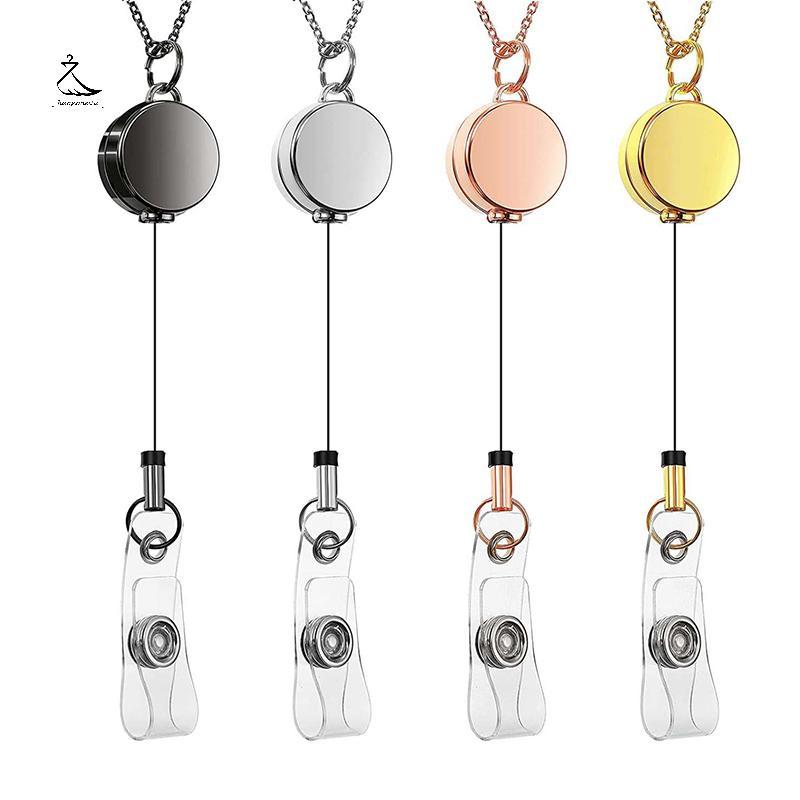 [HSSL] Retractable Badge Reel Lanyard ID Card Holders สร้อยคอโซ่พลาสติกพวงกุญแจคลิปสําหรับผู้หญิงผู้
