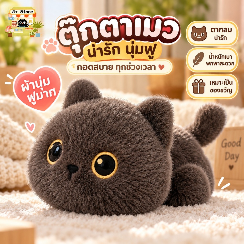 ส่งจากไทย💥ตุ๊กตาแมวดําน่ารัก แมวสยาม พวงกุญแจ ผ้านิ่ม 17/30/40ซม จริง100% วันเกิดของขวัญวันวาเลนไทน์