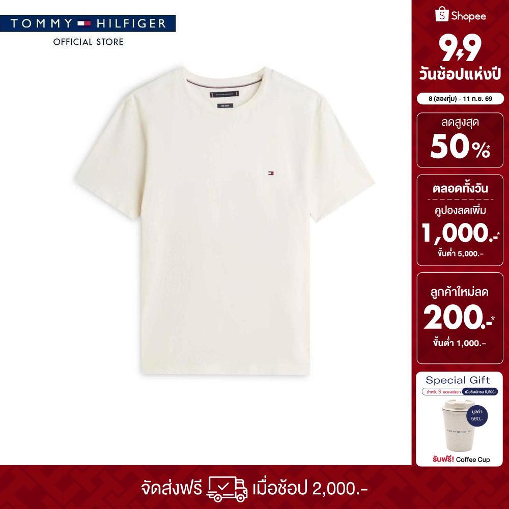 [ลดเพิ่ม 15% โค้ด 15ST19999] Tommy Hilfiger เสื้อยืด ผู้ชาย รุ่น MW0MW42777 Z00 - สีเบจ ทรง Regular
