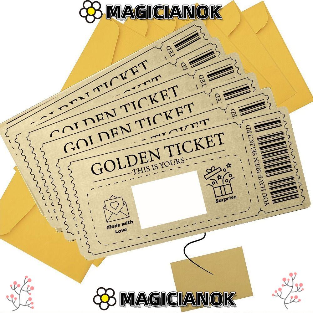 MAGICIANOK การ์ดขูดตั๋วทอง, พร้อมซองจดหมาย Raffle Concert Ticket, Scratch Ticket Party Favor Scratch