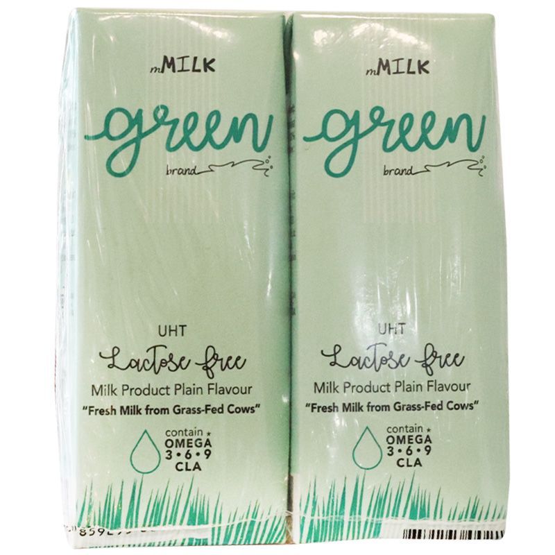 เอ็มมิลค์กรีนนมยูเอชทีปราศจากน้ำตาลแลคโตสรสจืด 180มล. แพค2 mMilk Green UHT Milk Lactose Free Plain 180ml. Pack 2