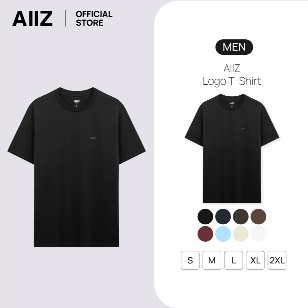 AIIZ เสื้อยืดสีพื้นคอกลม โลโก้ AIIZ AIIZ Men's AIIZ Logo T-Shirt