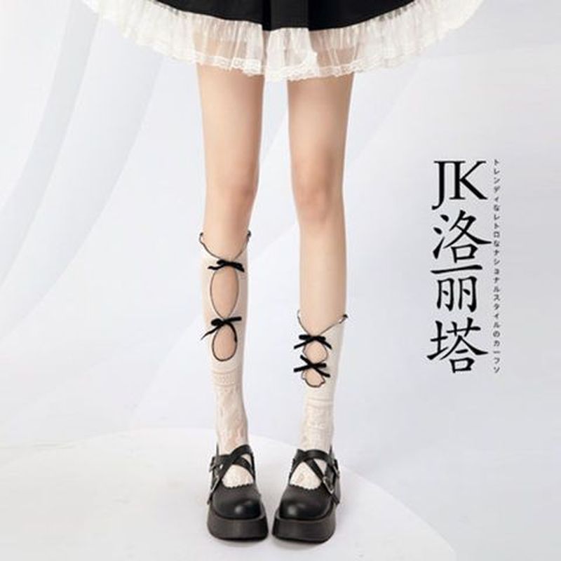 Eteryt Calf Socks Jk Womens Half-Leg Socks Flanging Socks Mid-Tube Lolita with Skirt Lolita Summer T
