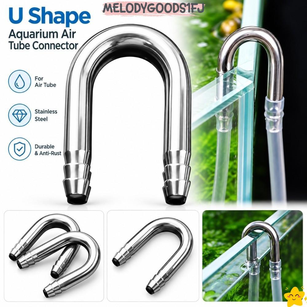 MELODYGOODS1FJ Air Tube Connector, 4-5 มม.หลอดสนิม Aquarium Airline Connector, U รูปร่างสแตนเลส Diff