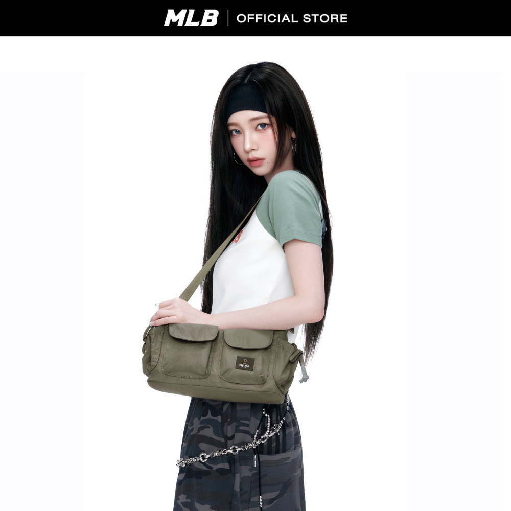 [KARINA's Pick] MLB กระเป๋าสะพายข้าง ยูนิเซ็กส์ Unisex Basic Gorpcore Pocket Crossbody Bag รุ่น 3ACRB035N 43SAS สีแซนด์
