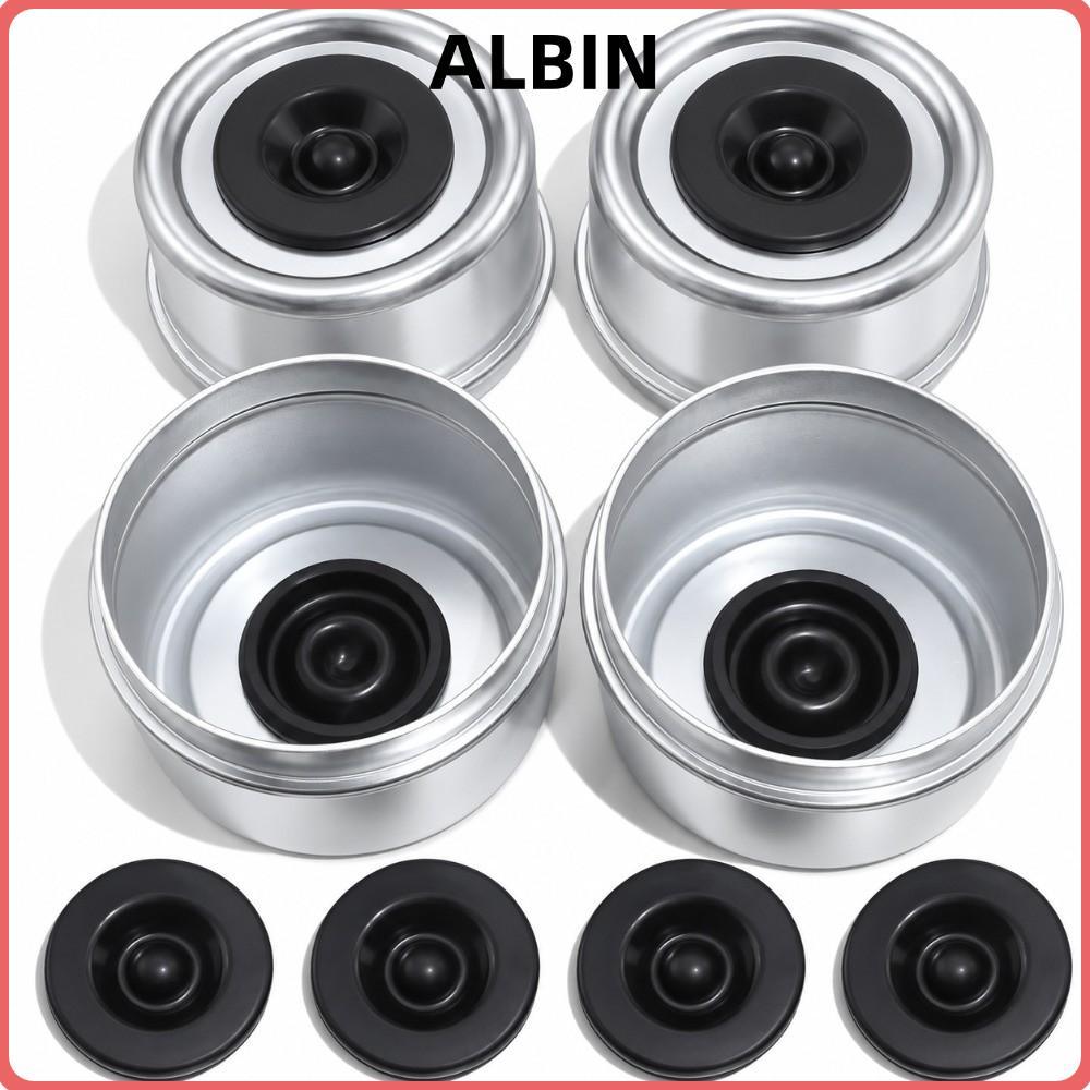 ALBIN 4PCS Trailer Hub Dust Cap, 2.44 นิ้วพร้อมปลั๊กยาง Trailer Axle Dust Cap, ทนทาน Heavy Duty Trai