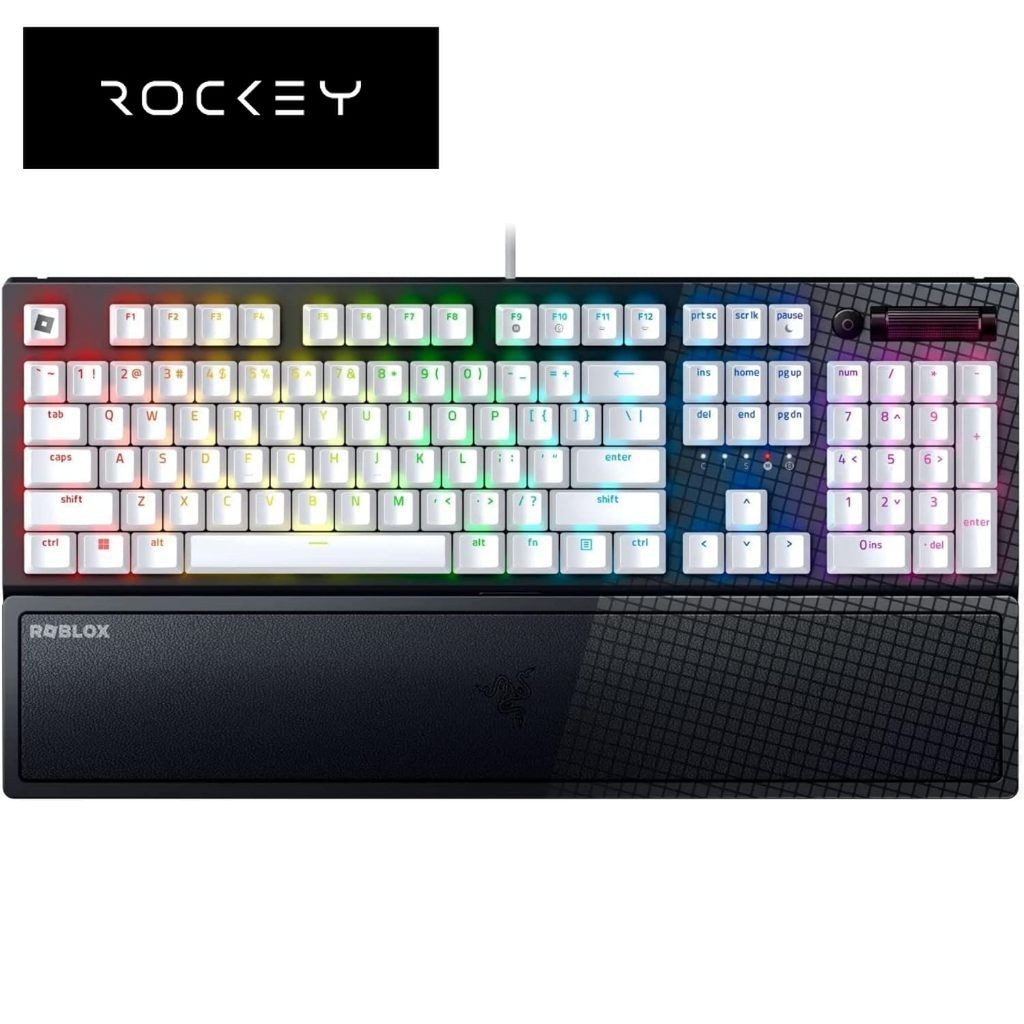Razer BlackWidow V3 Roblox Edition คีย์บอร์ดเกมมิ่ง เมคานิคอล ขนาดเต็ม ขาวและดำ