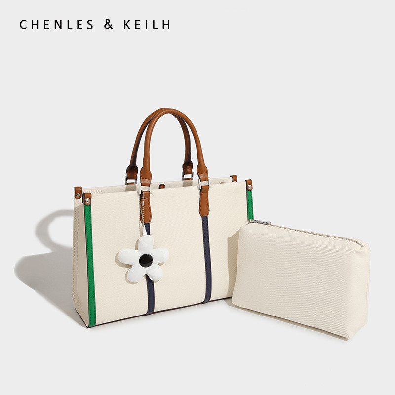 CHENLES & KEILH Niche High-End Canvas Tote Bag ฤดูใบไม้ร่วงฤดูหนาวขนาดใหญ่ความจุกระเป๋าถือไหล่กระเป๋