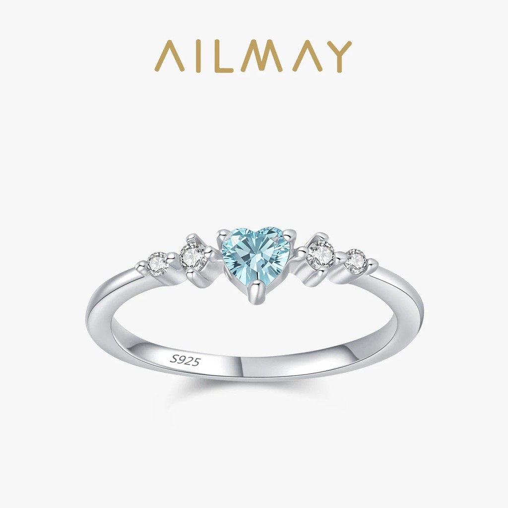 Ailmay 925 เงินสเตอร์ลิง แหวนหัวใจ สำหรับผู้หญิง เพชรสังเคราะห์ เครื่องประดับงานแต่งงาน