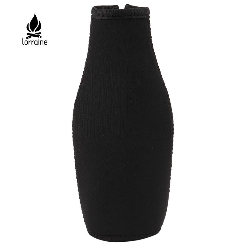 6 แพ็คขวดเบียร์ Cooler Sleeves Keep Drink Cold Zip-Up Neoprene ฉนวนแขนสีดํา