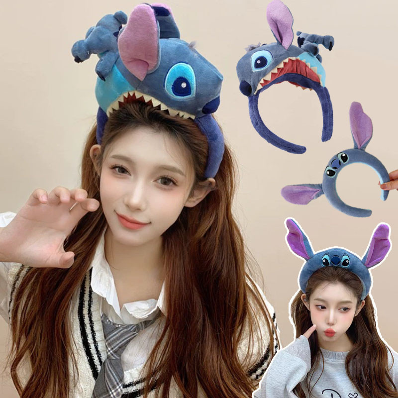 ผ้าคาดผม การ์ตูนน่ารัก Stitch สัตว์ขนปุย ตุ๊กตาล้างหน้า ที่คาดผม สําหรับล้างหน้า