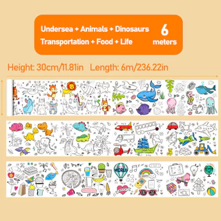 GeeToy ม้วนกระดาษวาดภาพยาว 6 เมตร ระบายสีไม่รู้จบ ปลดปล่อยจินตนาการ ของเล่นเด็กอนุบาล