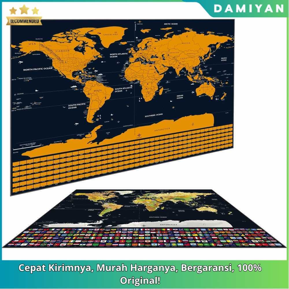 [DMY] World Map Poster Scratch Map - World Travel Map Decorative - Aesthetic Educational Display