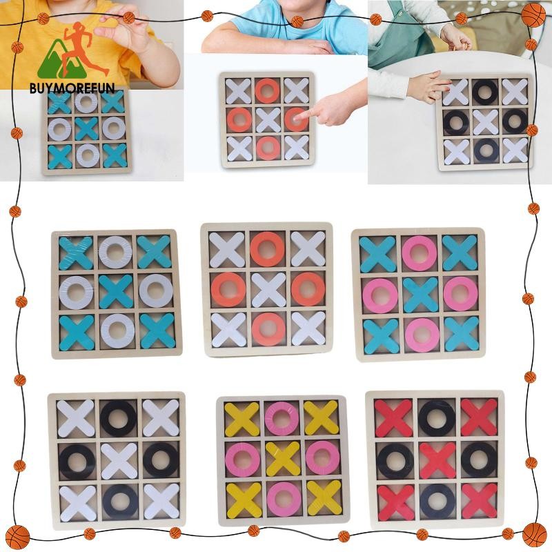 [Buymorefun] Wood Tic TAC Toe Game Set XO Table Toy ซื้อมาและ Crosses XO Chess Board Game for Indoor