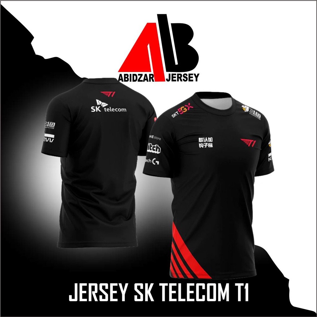 Jersey T1 SKT T1 เกมรุ่นสีดํา dota 2 lOL T1 ชุดทีม ชื่อผู้เล่นที่กําหนดเองฟรี