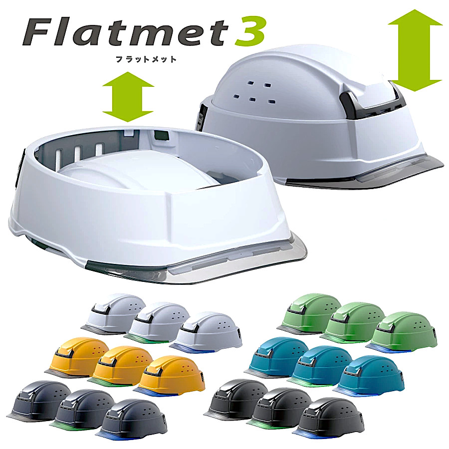 Midori Safety Flatmet 3 Folding Portable Helmet ABS SCT29B KP Boxed White/Blue ㅤDirect From Japan
