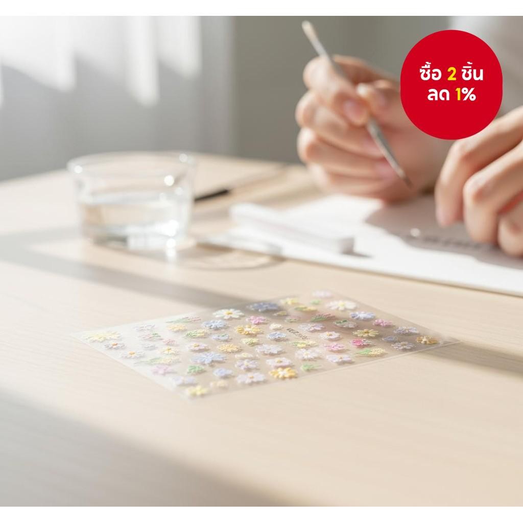 สติ๊กเกอร์ติดเล็บลายนูนดอกไม้น้ํามัน 5D กันน้ํา ลอกแล้วแปะได้ M0-206