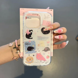 เคสไอโฟน 13 ไอศครีมการ์ตูนเค้กเคธีลูกสุนัขแมว สำหรับ IPhone 13 11 12 Pro Max 12 11 Pro 14 15 16 Pro Max 16 14 15 Plus