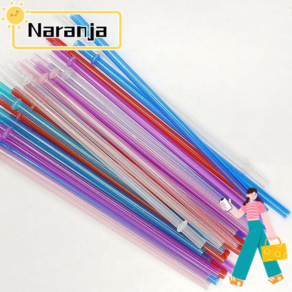 NARANJA 1PC ผงทองหลอดพลาสติก,แบบพกพาReusable Glitterฟาง,ถ้วยอุปกรณ์เสริมรถถ้วยฟางแปรงทําความสะอาดรถถ