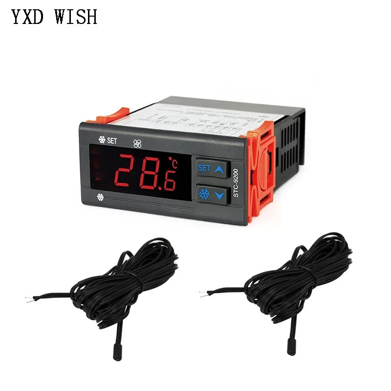 STC-9200 เครื่องควบคุมอุณหภูมิพร้อมเครื่องทําความเย็นพัดลมละลายน้ําแข็งนาฬิกาปลุก AC 220V เทอร์โมไมโ