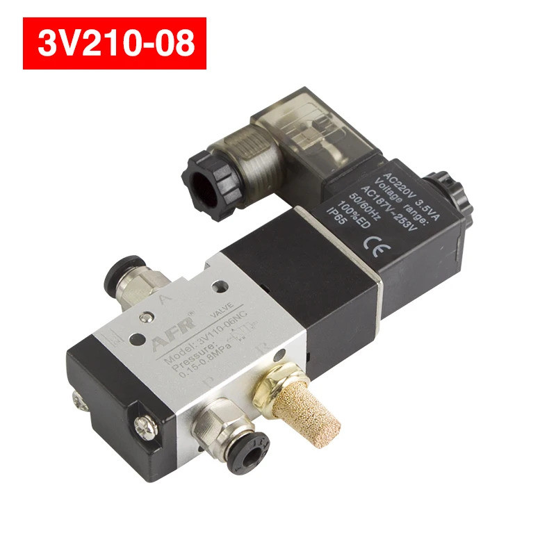 3V110-06 ไม่มี NC Solenoid วาล์ว 3 Way Pneumatic Air Control วาล์วไฟฟ้าวาล์วแม่เหล็กอลูมิเนียม DC12V
