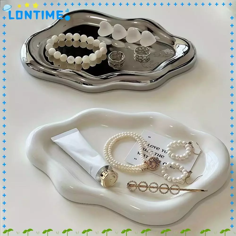 LONTIME จานเก็บของ, ถาดเครื่องประดับรูปทรงเมฆขนาดเล็ก, จานเครื่องประดับพลาสติกสร้างสรรค์นาฬิกา/กุญแจจัดเก็บ