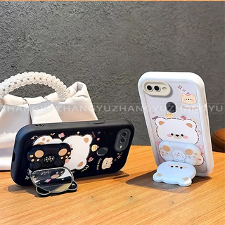 เหมาะสําหรับ OPPO A5S A3S A12E A7 A12 F9 PRO เคสโทรศัพท์ใหม่น่ารักหมีกระจกขาตั้ง lprotective พร้อมความงามปกอ่อน JT07