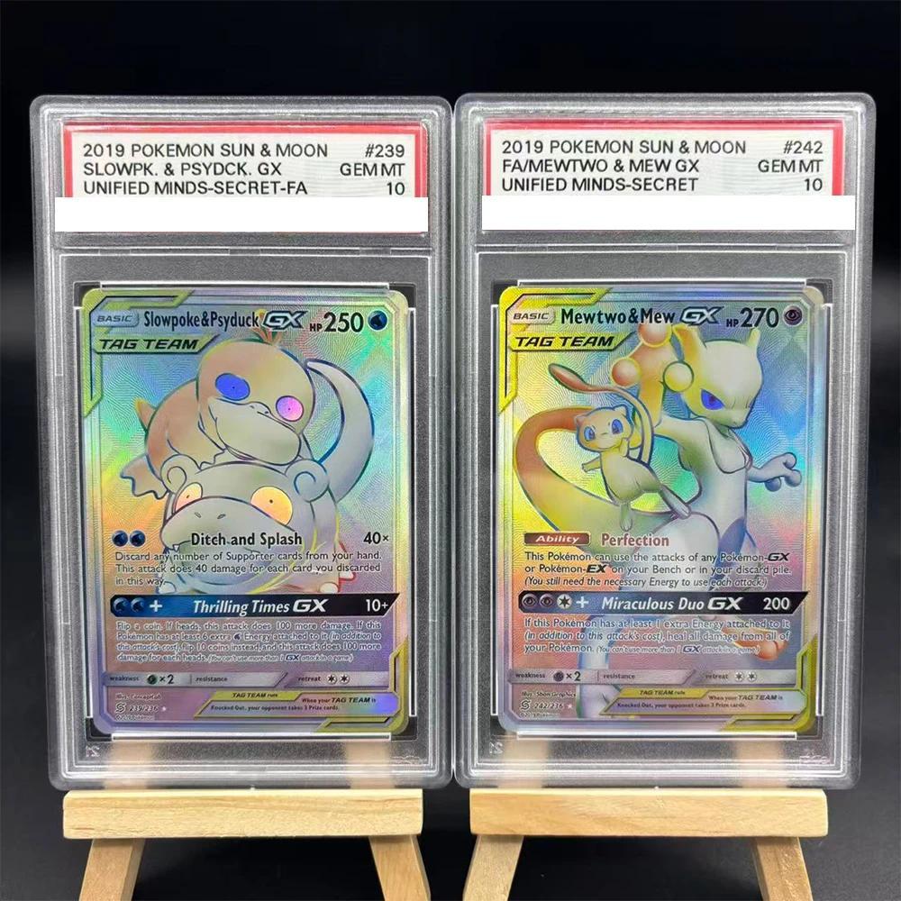 PSA10 DIY PTCG Collection Card Rating Card SLOWPK.&PSYDCK.GX FA/MEWTWO & MEW GX Copy 10Points Rating