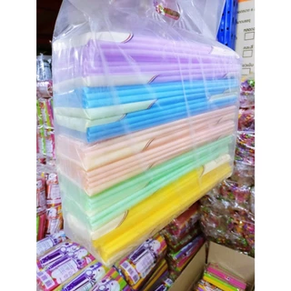 หลอด ตรง 6 มิล หลอดดื่ม ยาวพิเศษ คละสี มงกุฎ ขนาด ยาว 30.5 ซม. (10 ห่อ/แพ็ค)