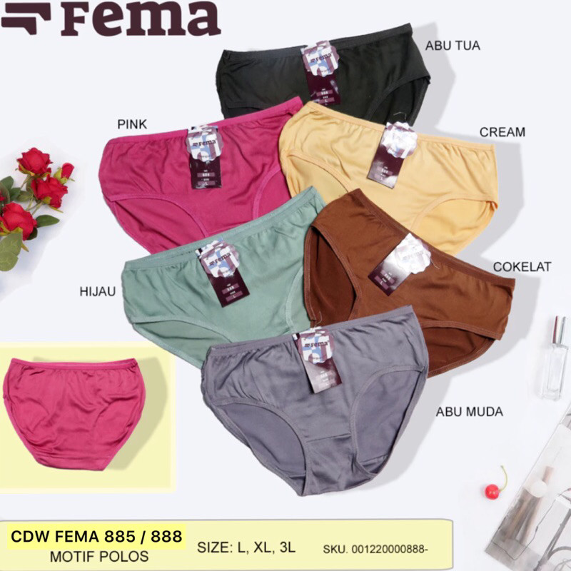 KATUN 12 ชิ้น Fema 885 888 ชุดชั้นในสตรี CD Mix Plain Cotton Soft Polka Dot Pattern