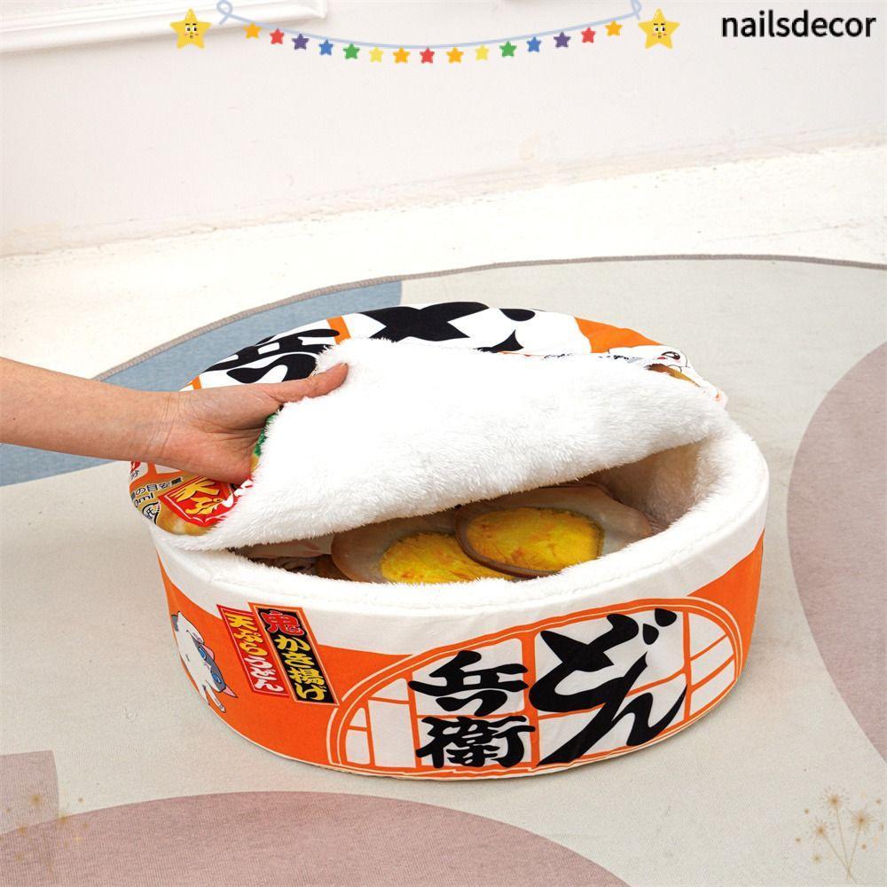 NAILSDECOR Instant Noodle Shape Pet House ปิด Universal Pet Bed Ramen House เบาะอุ่นน่ารัก