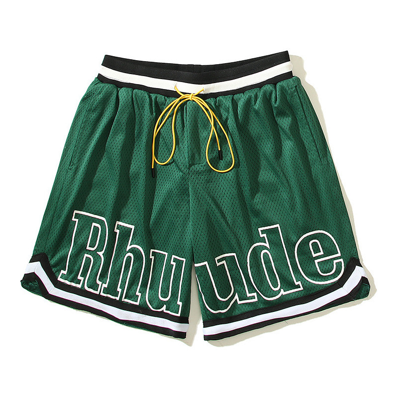 Rhude กางเกงขาสั้นผู้ชาย ตาข่ายระบายอากาศสำหรับบาสเก็ตบอล