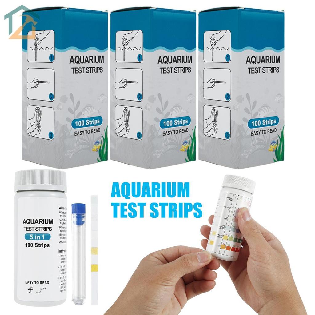100 ชิ้น Aquarium Test Strips 7 ใน 1 Fish Tank Test Kit น้ําจืดน้ําเค็ม Aquarium Water pH Test Strip