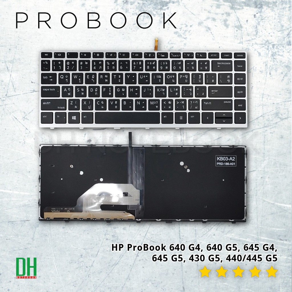 คีย์บอร์ด HP ProBook 640 G4, 640 G5, 645 G4, 645 G5, 430 G5, 440/445 G5 สีเงิน มีไฟ Backlit อะไหล่ OEM สำหรับซ่อมเปลี่ยน